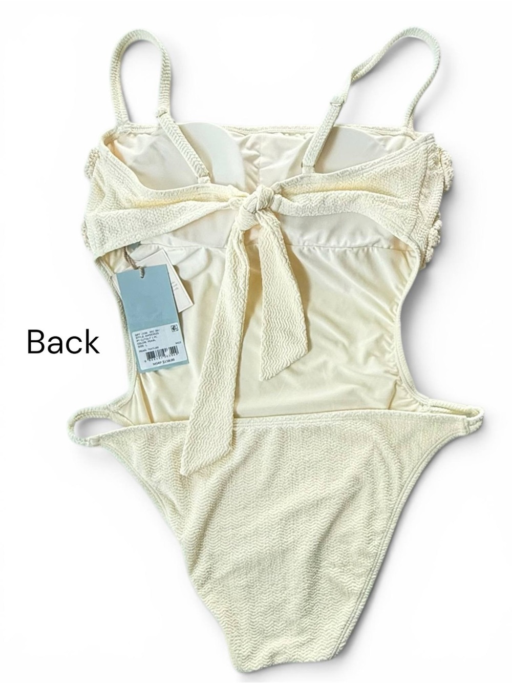 Antonio Melani Women's Crochet Cutout One Piece Swimsuit Ivory Size L NWT - Picture 9 of 12